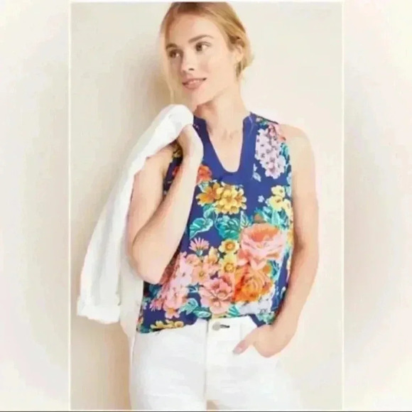 Maeve Melange Sleeveless Floral Blouse - Picture 1 of 9